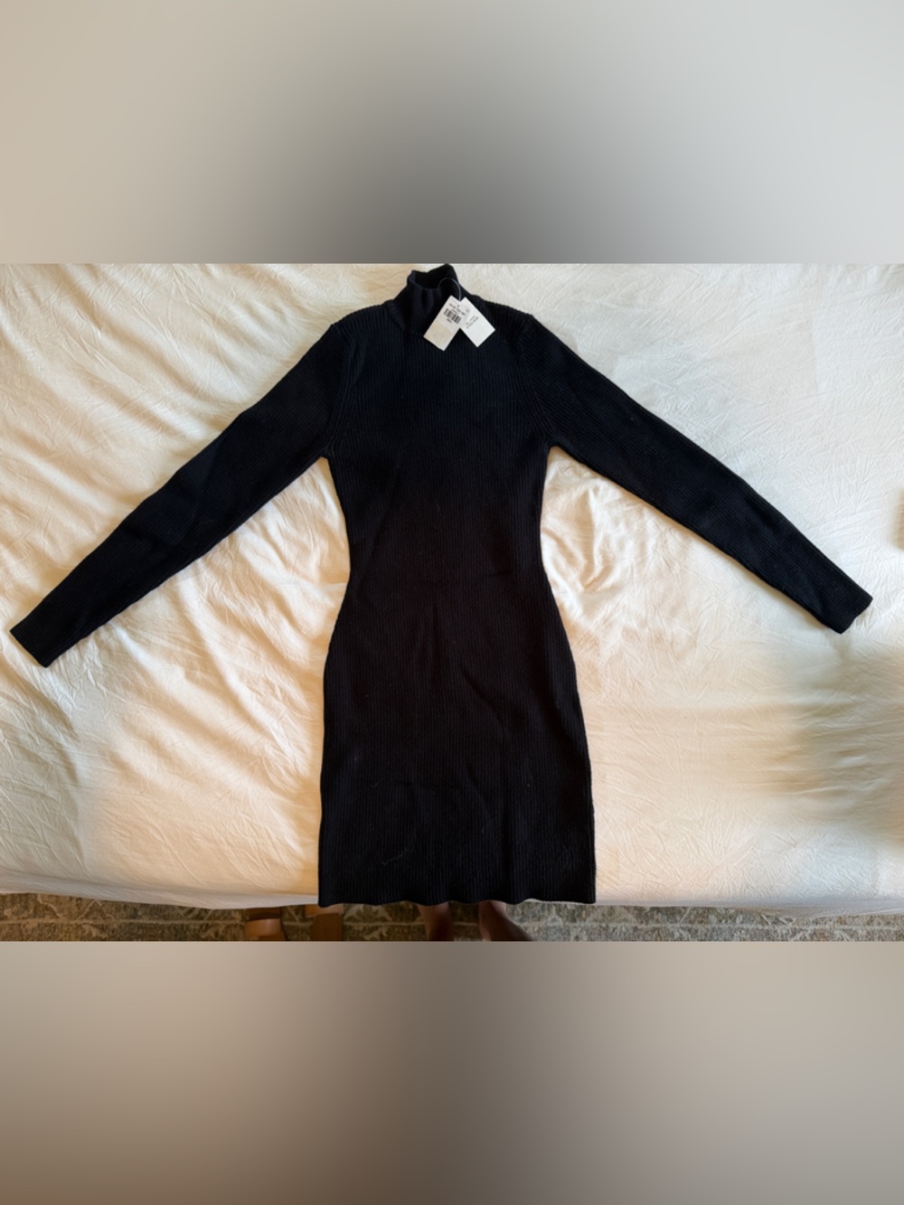Abercrombie & fitch Black Ribbed Long Sleeve Bodycon Dress